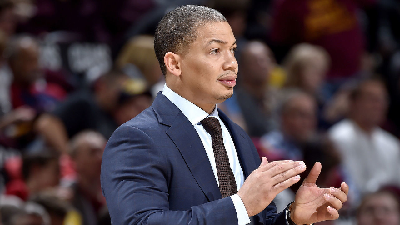 CLEVELAND, OH - OCTOBER 27: Head Coach Tyronn Lue of Cleveland Cavaliers looks on against the Indiana Pacers on October 27, 2018 at Quicken Loans Arena in Cleveland, Ohio. NOTE TO USER: User expressly acknowledges and agrees that, by downloading and/or using this Photograph, user is consenting to the terms and conditions of the Getty Images License Agreement. Mandatory Copyright Notice: Copyright 2018 NBAE