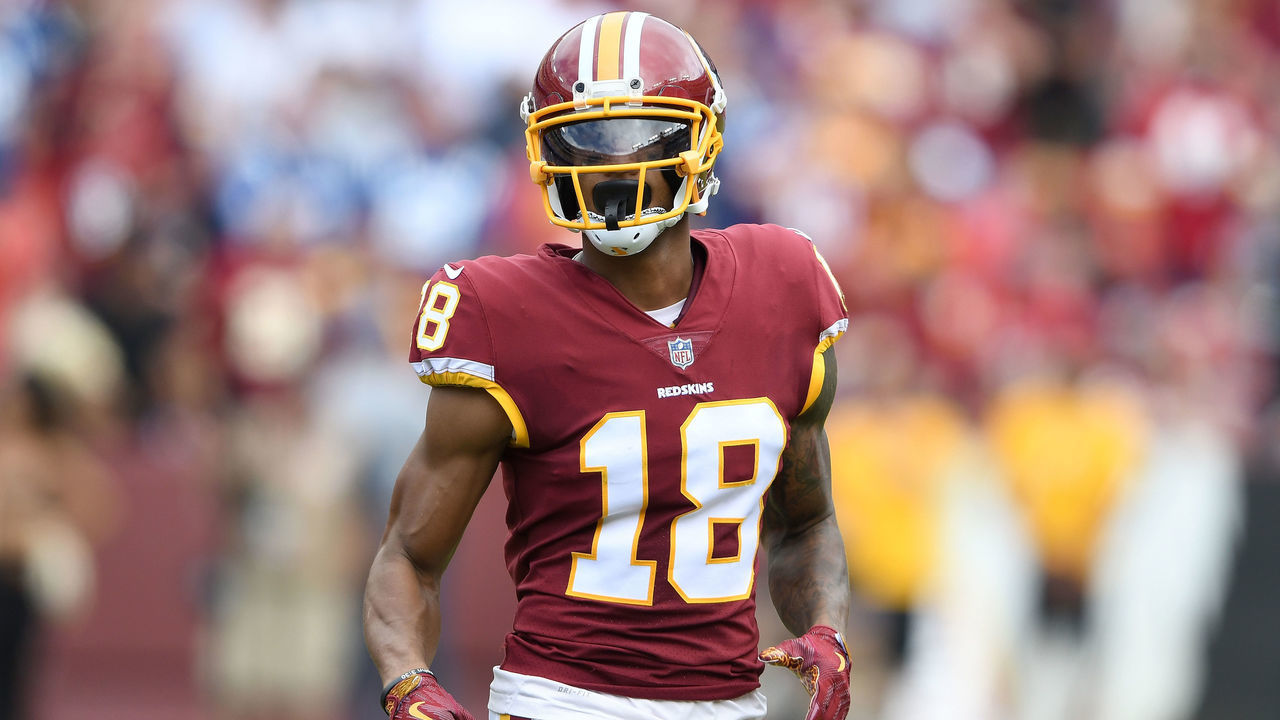 LANDOVER, MD - SEPTEMBER 16: Josh Doctson #18 of the Washington Redskins walks down the field during the game against the Indianapolis Colts at FedExField on September 16, 2018 in Landover, Maryland.