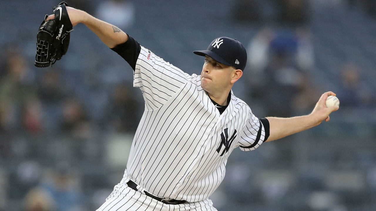 NEW YORK, NEW YORK - MAY 03: James Paxton #65 of the New York Yankees delivers a pitch in the first inning against the Minnesota Twins at Yankee Stadium on May 03, 2019 in the Bronx borough of New York City.