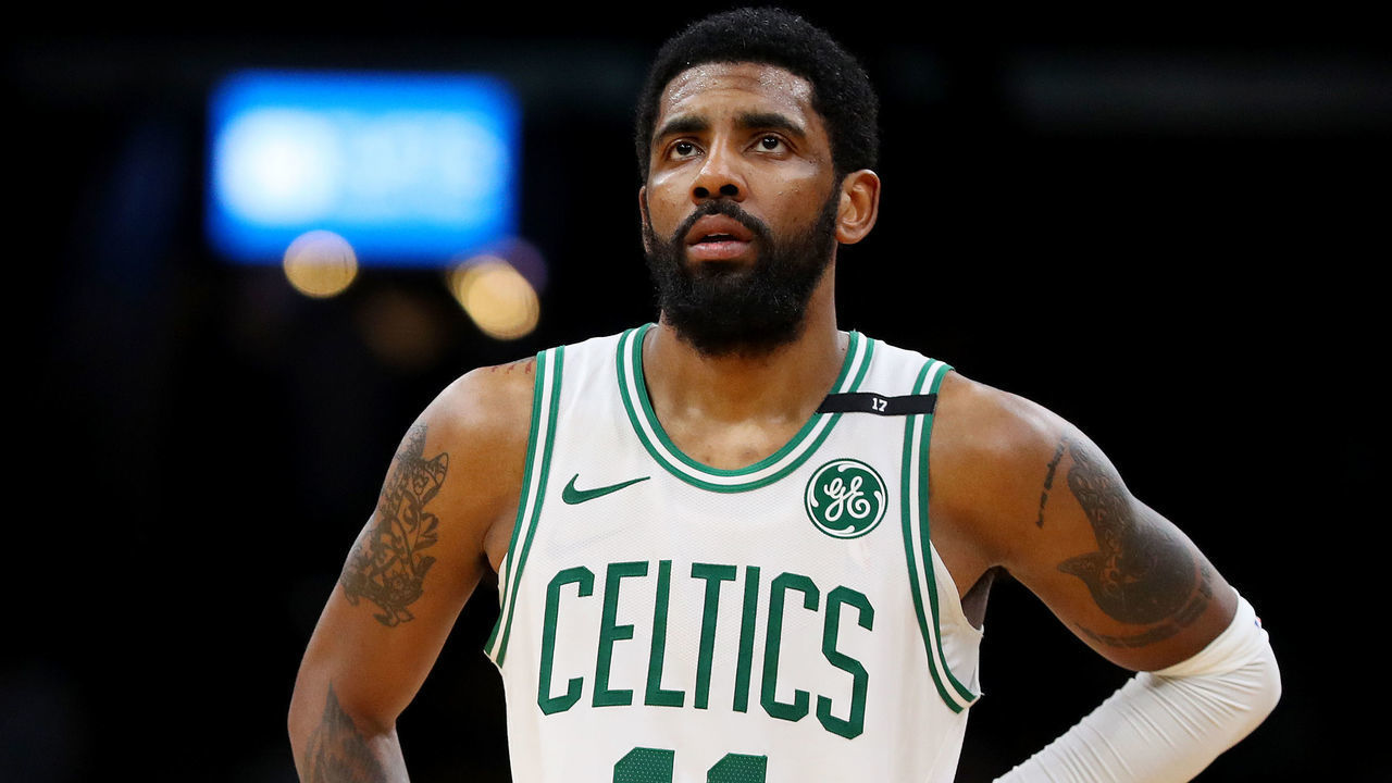 BOSTON, MASSACHUSETTS - MAY 03: Kyrie Irving #11 of the Boston Celtics looks on during the second half of Game 3 of the Eastern Conference Semifinals of the 2019 NBA Playoffs against the Milwaukee Bucks at TD Garden on May 03, 2019 in Boston, Massachusetts. The Bucks defeat the Celtics 123 - 116.