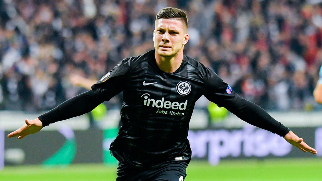 02 May 2019, Hessen, Frankfurt/Main: Luka Jovic opened the scoring in the match between Eintracht Frankfurt and Chelsea. Photo: Uwe Anspach/dpa