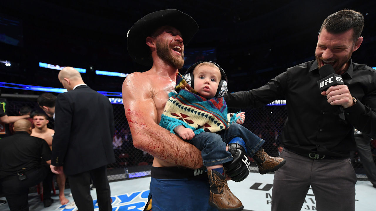 OTTAWA, ON - MAY 04: Donald Cerrone celebrates his victory over Al Iaquinta after their lightweight bout during the UFC Fight Night event at Canadian Tire Centre on May 4, 2019 in Ottawa, Ontario, Canada.
