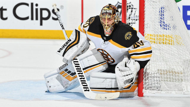 COLUMBUS, OH - MAY 2: Goaltender Tuukka Rask #40 of the Boston Bruins defends the net against the Columbus Blue Jackets in Game Four of the Eastern Conference Second Round during the 2019 NHL Stanley Cup Playoffs on May 2, 2019 at Nationwide Arena in Columbus, Ohio.