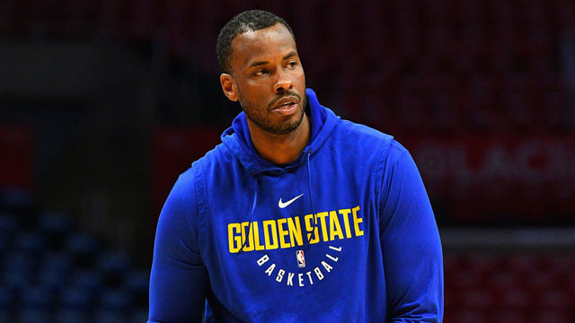 LOS ANGELES, CA - APRIL 18: Golden State Warriors assistant coach Jarron Collins works out before game three of the first round of the 2019 NBA Playoffs between the Golden State Warriors and the Los Angeles Clippers on April 18, 2019 at Staples Center in Las Angeles, CA.