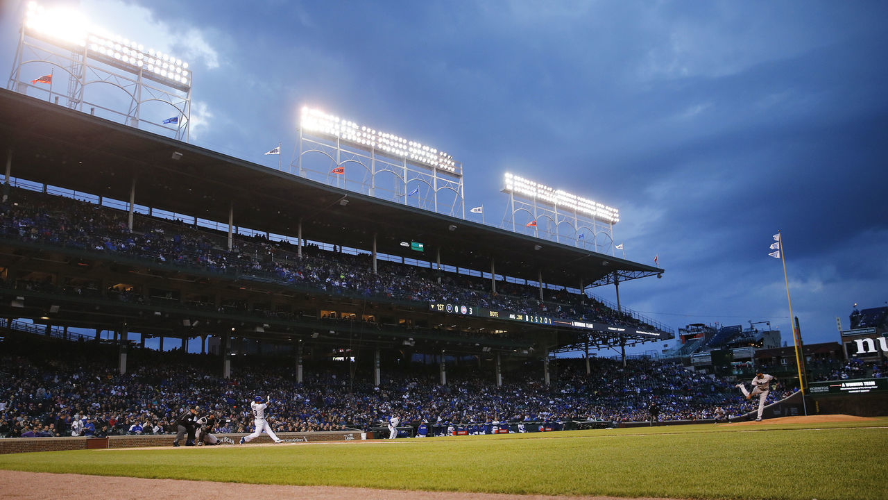 CHICAGO, ILLINOIS - MAY 06: Sandy Alcantara #22 of the Miami Marlins pitches in the first inning during the game against the Chicago Cubs at Wrigley Field on May 06, 2019 in Chicago, Illinois.