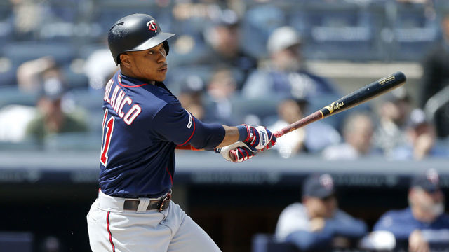 NEW YORK, NEW YORK - MAY 04: Jorge Polanco #11 of the Minnesota Twins in action against the New York Yankees at Yankee Stadium on May 04, 2019 in the Bronx borough of New York City. The Twins defeated the Yankees 7-3.