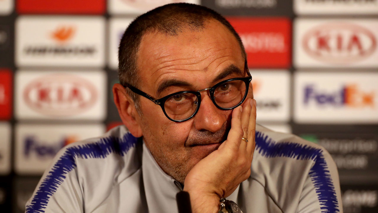 Chelsea's manager Maurizio Sarri during a press conference at CFC Training Ground, London.