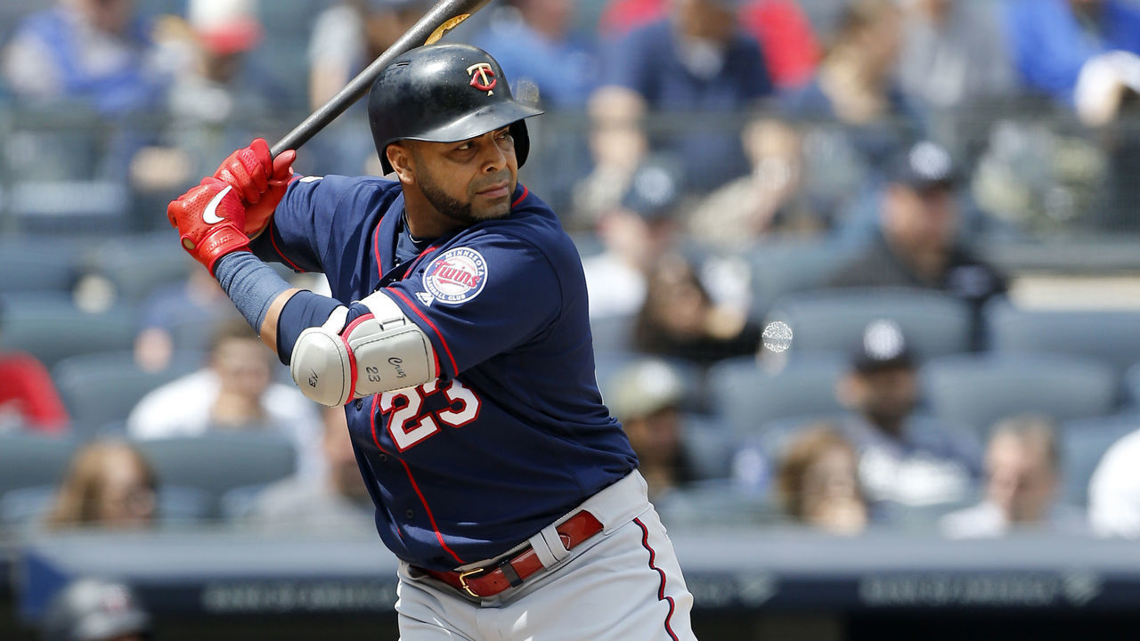 NEW YORK, NEW YORK - MAY 04: Nelson Cruz #23 of the Minnesota Twins in action against the New York Yankees at Yankee Stadium on May 04, 2019 in the Bronx borough of New York City. The Twins defeated the Yankees 7-3.