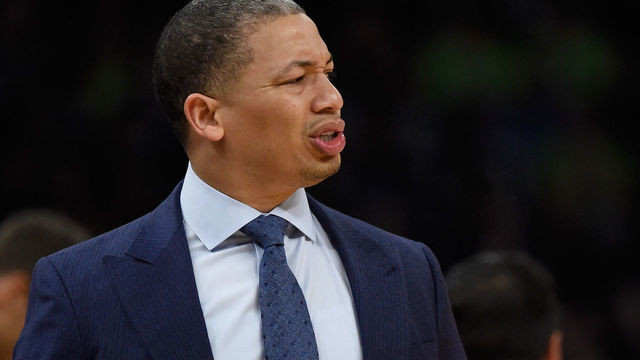 MINNEAPOLIS, MN - OCTOBER 19: Head coach Tyronn Lue of the Cleveland Cavaliers reacts to a technical foul call during the first quarter of the game against the Minnesota Timberwolves on October 19, 2018 at the Target Center in Minneapolis, Minnesota.