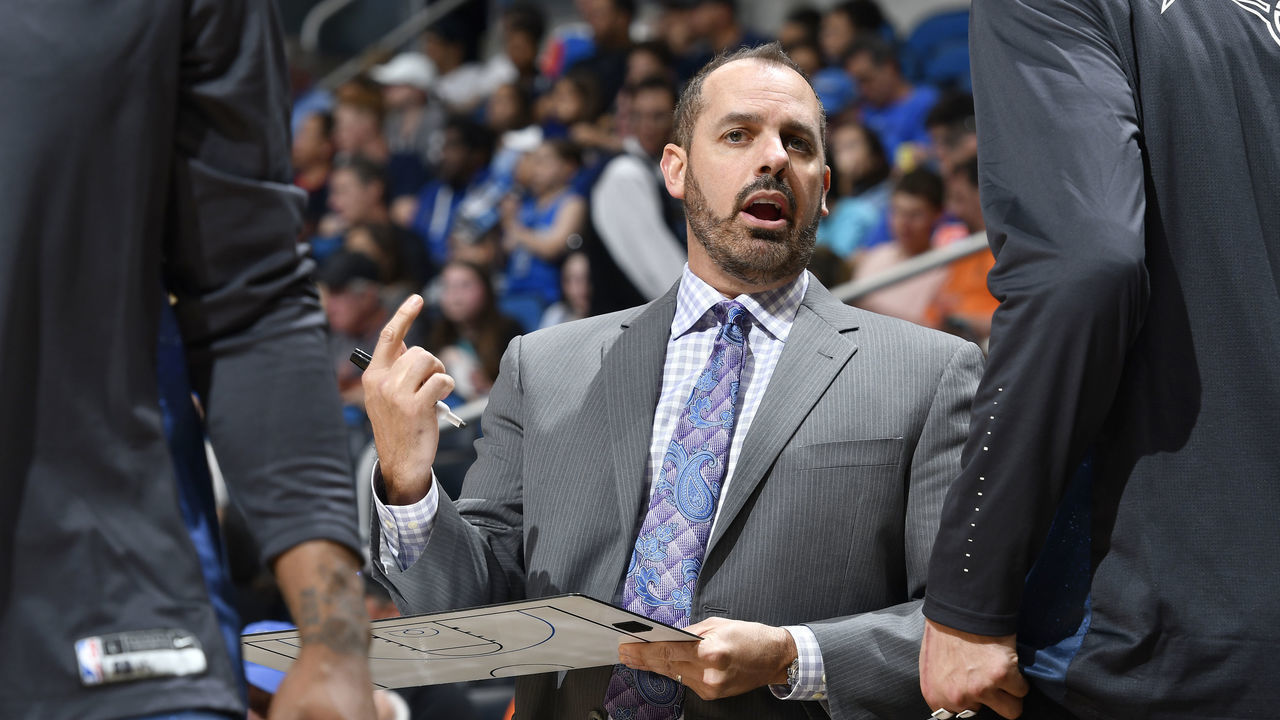 ORLANDO, FL - MARCH 24: Head Coach Frank Vogel of the Orlando Magic during the game against the Phoenix Suns on March 24, 2018 at Amway Center in Orlando, Florida. NOTE TO USER: User expressly acknowledges and agrees that, by downloading and/or using this photograph, user is consenting to the terms and conditions of the Getty Images License Agreement. Mandatory Copyright Notice: Copyright 2018 NBAE