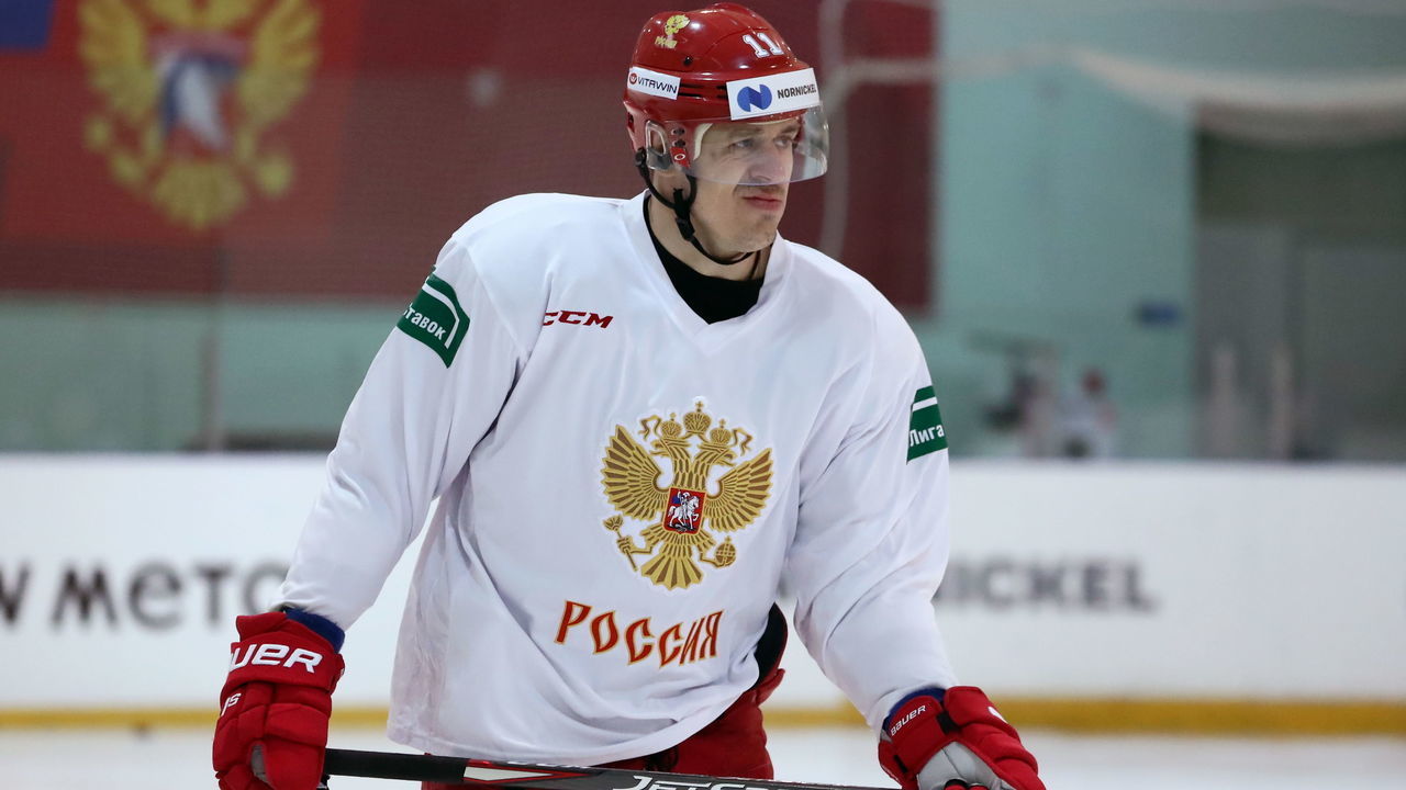 KHIMKI, MOSCOW REGION, RUSSIA - MAY 8, 2019: Team Russias Evgeni Malkin during a training session as part of the Open Doors Day event held by the Russian mens national ice hockey team ahead of the 2019 IIHF World Ice Hockey Championships, at Novogorsk Training Center. Anton Novoderezhkin/TASS