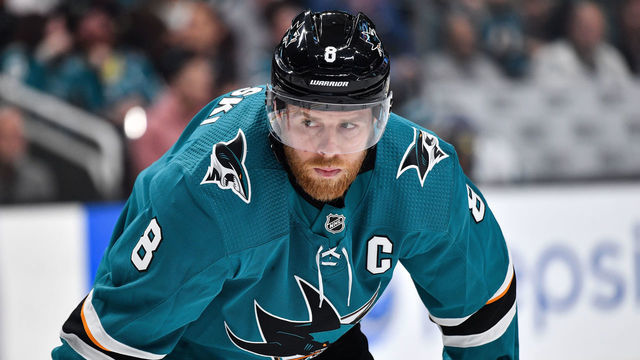 SAN JOSE, CA - MAY 08: Joe Pavelski #8 of the San Jose Sharks prepares for a face-off against the Colorado Avalanche in Game Seven of the Western Conference Second Round during the 2019 NHL Stanley Cup Playoffs at SAP Center on May 8, 2019 in San Jose, California