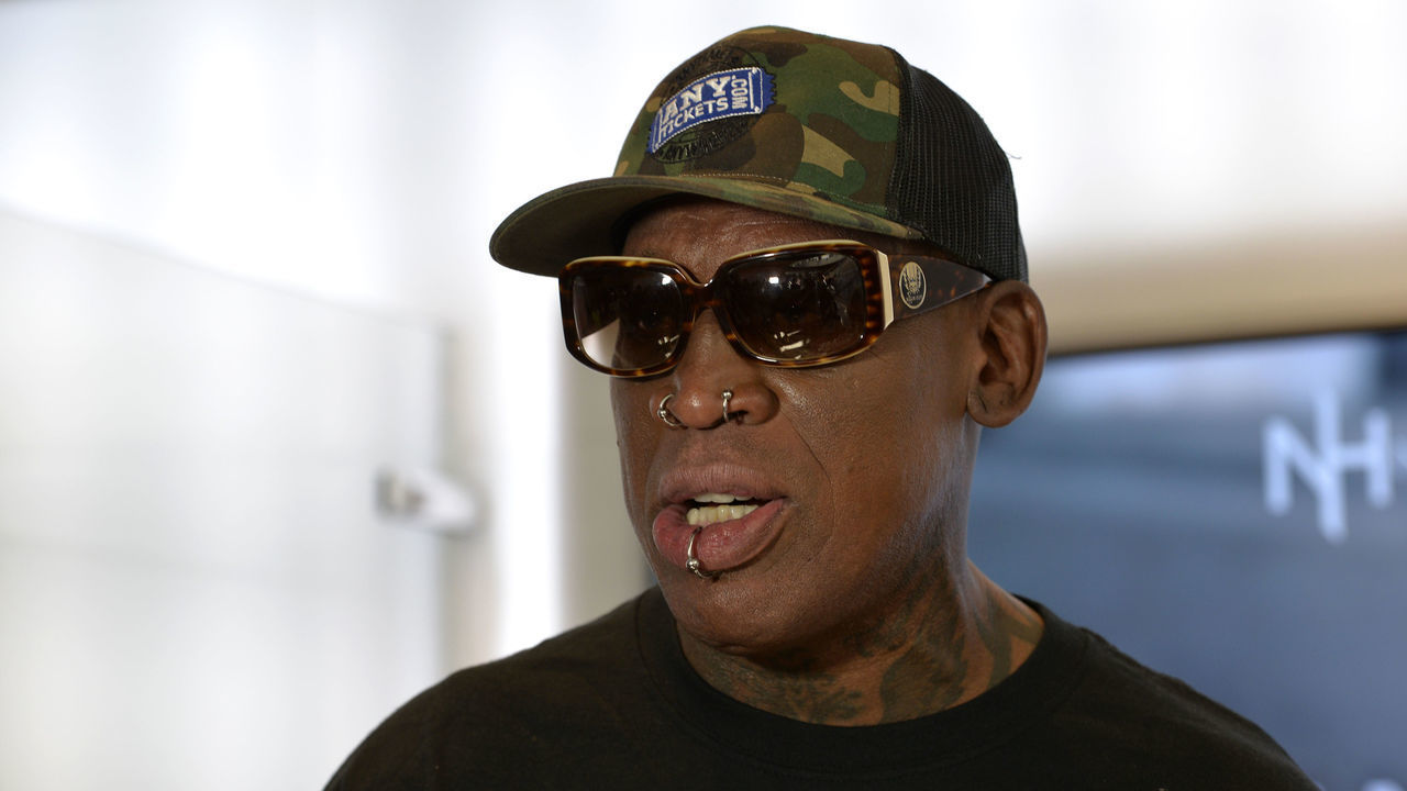 CENTURY CITY, CALIFORNIA - MARCH 10: Former NBA great Dennis Rodman attends the launch of fitness celebrity Jennifer Cohen's "Habits And Hustle" podcast at Westfield Century City on March 10, 2019 in Century City, California.
