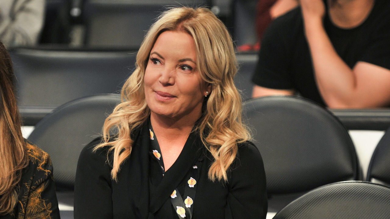 LOS ANGELES, CA - OCTOBER 02: Los Angeles Lakers president Jeanie Buss enjoys the Lakers game against the Denver Nuggets at Staples Center on October 2, 2017 in Los Angeles, California.
