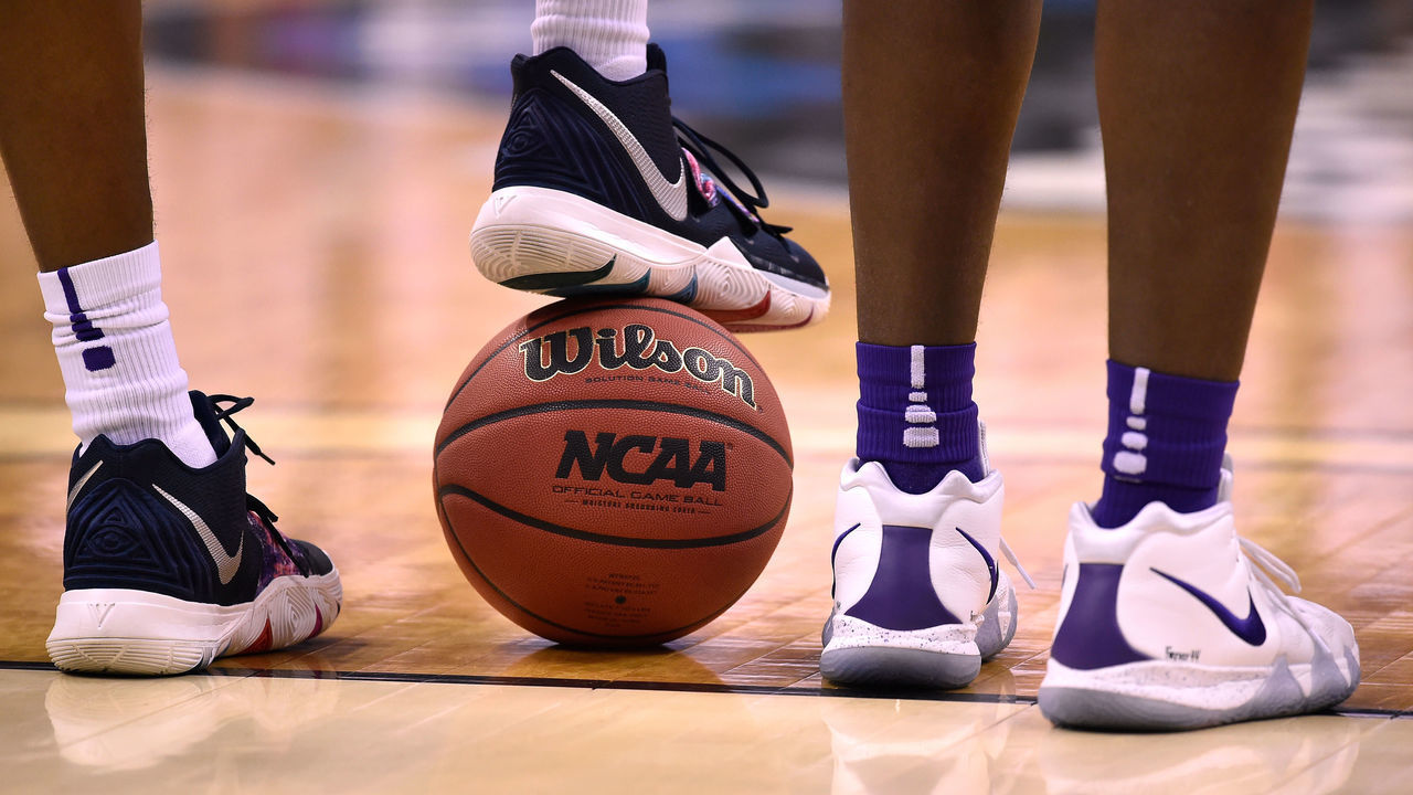 WASHINGTON, DC - MARCH 29: A Wilson basketball is seen as players of the LSU Tigers stand for the National Anthem prior to their game against the Michigan State Spartans during the 2019 NCAA Men's Basketball Tournament East Regional Semifinals at Capital One Arena on March 29, 2019 in Washington, DC.