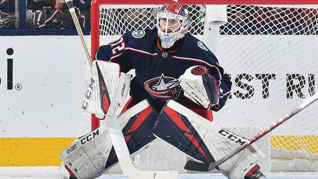 COLUMBUS, OH - MAY 6: Goaltender Sergei Bobrovsky #72 of the Columbus Blue Jackets defends the net against the Boston Bruins in Game Six of the Eastern Conference Second Round during the 2019 NHL Stanley Cup Playoffs on May 6, 2019 at Nationwide Arena in Columbus, Ohio.