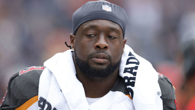 CHICAGO, IL - SEPTEMBER 30: Gerald McCoy #93 of the Tampa Bay Buccaneers looks on during the game against the Chicago Bears at Soldier Field on September 30, 2018 in Chicago, Illinois. The Bears won 48-10.