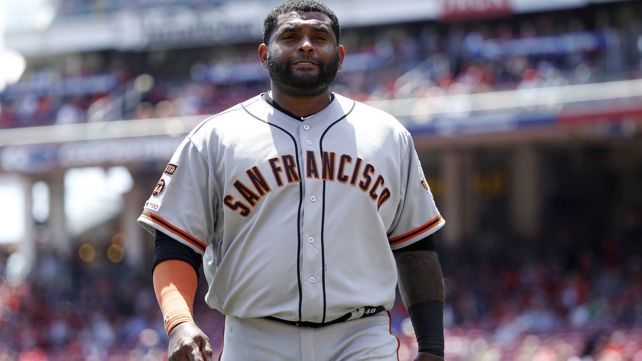 CINCINNATI, OH - MAY 06: Pablo Sandoval #48 of the San Francisco Giants looks on during a game against the Cincinnati Reds at Great American Ball Park on May 6, 2019 in Cincinnati, Ohio. The Reds won 12-4.