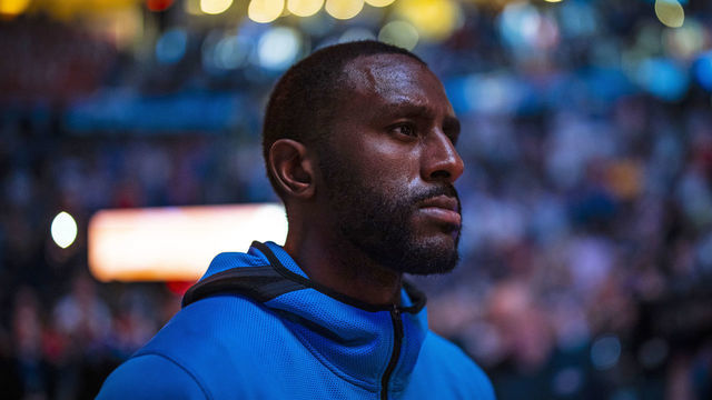 OKLAHOMA CITY, OK - APRIL 9: Patrick Patterson #54 of the Oklahoma City Thunder stands for the National Anthem prior to a game against the Houston Rockets on April 9, 2019 at the Chesapeake Energy Arena in Boston, Massachusetts. Mandatory Copyright Notice: Copyright 2019 NBAE