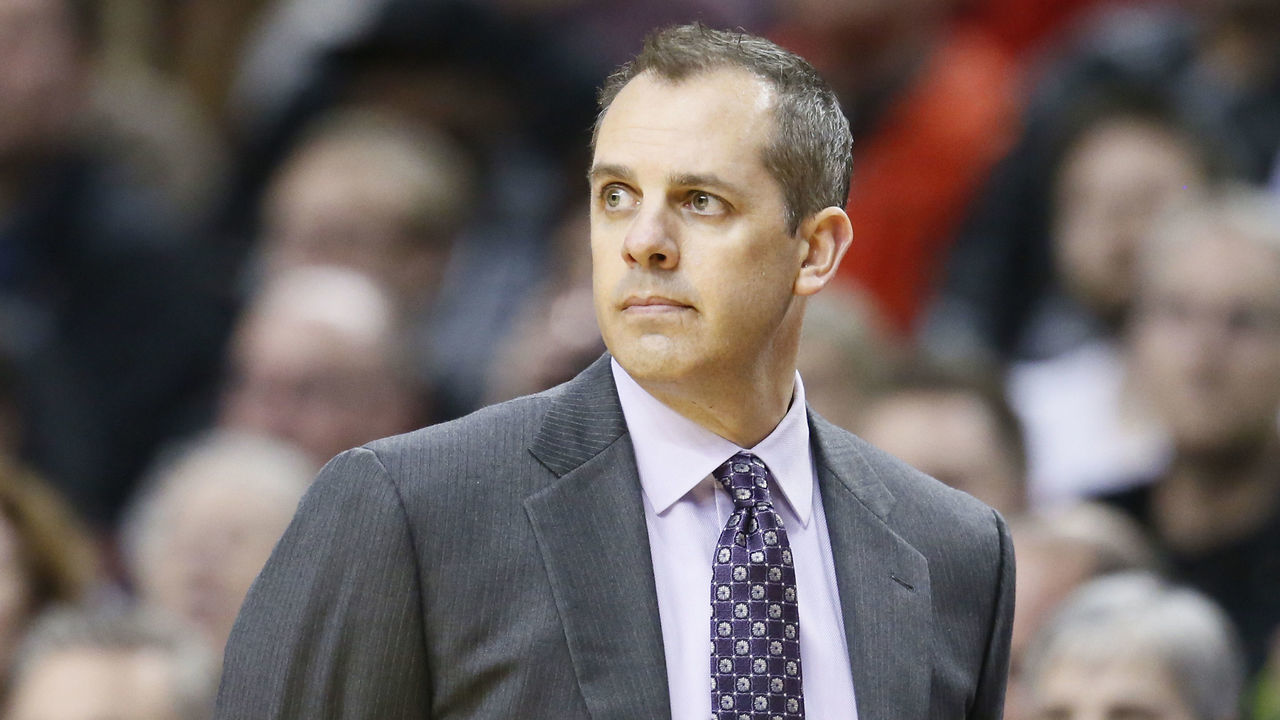 PORTLAND, OR - DECEMBER 2: Indiana Pacers head coach Frank Vogel is seen during the Portland Trail Blazers 106-102 victory over the Indiana Pacers at the Moda Center on December 2, 2013 in Portland, Oregon.