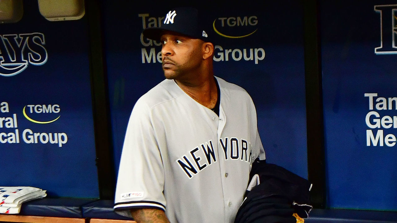ST. PETERSBURG, FLORIDA - MAY 11: CC Sabathia #52 of the New York Yankees walks through the dugout before a game against the Tampa Bay Rays at Tropicana Field on May 11, 2019 in St. Petersburg, Florida.
