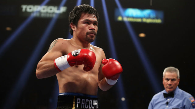LAS VEGAS, NEVADA - JANUARY 19: Manny Pacquiao in the ring during the WBA welterweight championship against Adrien Broner at MGM Grand Garden Arena on January 19, 2019 in Las Vegas, Nevada.
