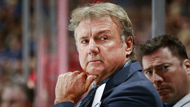 VANCOUVER, BC - JANUARY 9: Associate coach Rick Bowness of the Tampa Bay Lightning looks on from the bench during their NHL game against the Vancouver Canucks January 9, 2016 in Vancouver, British Columbia, Canada. Tampa Bay won 3-2 in overtime.