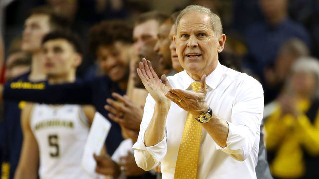 ANN ARBOR, MICHIGAN - JANUARY 03: Head coach John Beilein of the Michigan Wolverines reacts from the bench while playing the Penn State Nittany Lions at Crisler Arena on January 03, 2019 in Ann Arbor, Michigan. Michigan won the game 68-55.