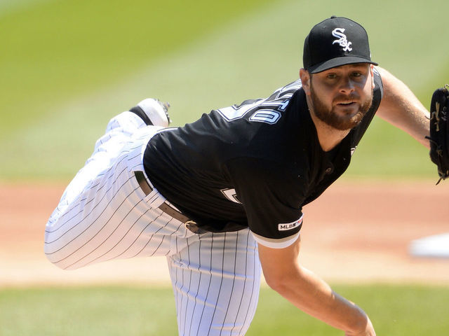 CHICAGO - APRIL 17: Lucas Giolito #27 of the Chicago White Sox pitches against the Kansas City Royals on April 17, 2019 at Guaranteed Rate Field in Chicago, Illinois.