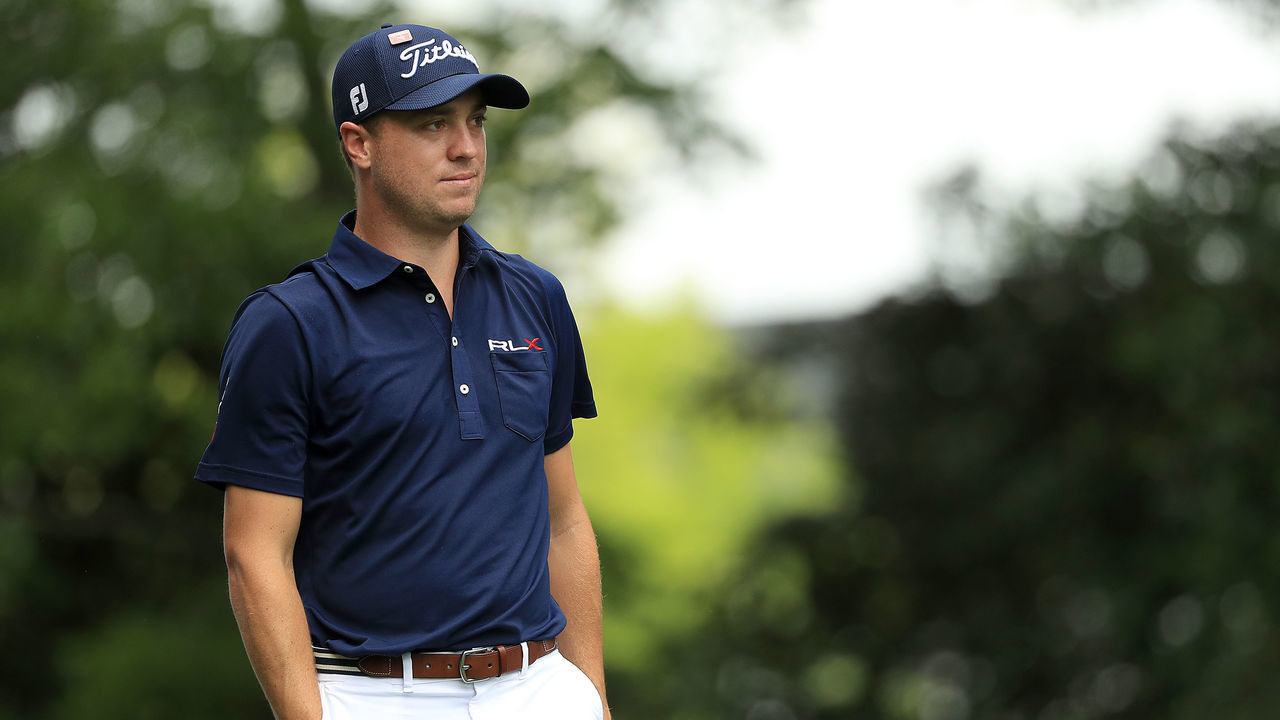 AUGUSTA, GEORGIA - APRIL 13: Justin Thomas of the United States walks on the second hole during the third round of the Masters at Augusta National Golf Club on April 13, 2019 in Augusta, Georgia.