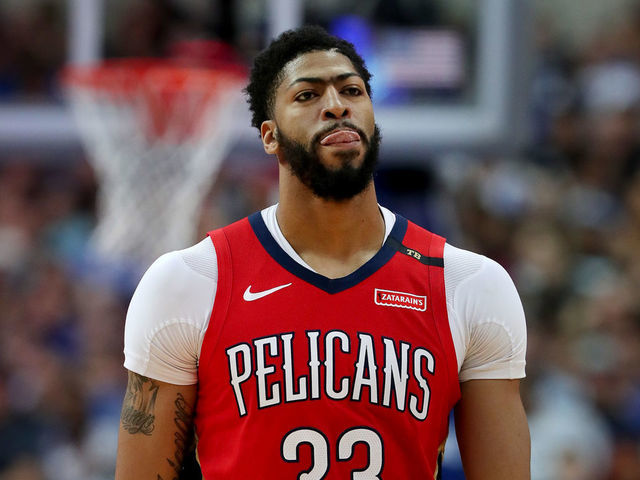 DALLAS, TEXAS - MARCH 18: Anthony Davis #23 of the New Orleans Pelicans walks off the court against the Dallas Mavericks in the first half at American Airlines Center on March 18, 2019 in Dallas, Texas.