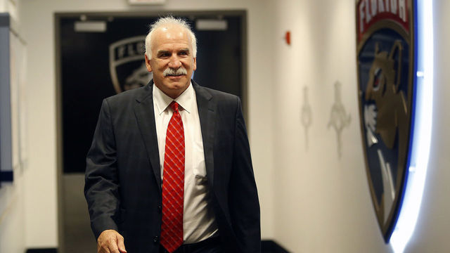 SUNRISE, FL - APRIL 8: Joel Quenneville arrives at the BB&T Center prior to a press conference naming him Florida Panthers Head Coach on April 8 2019 in Sunrise, Florida.
