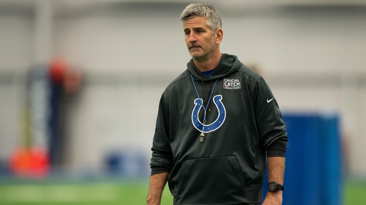 INDIANAPOLIS, IN - MAY 03: Indianapolis Colts head coach Frank Reich watches a drill during the Indianapolis Colts rookie camp on May 3, 2019 at the Indiana Farm Bureau Football Center in Indianapolis, IN.
