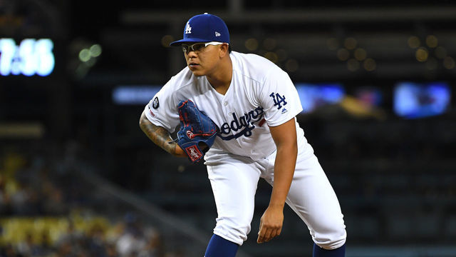 LOS ANGELES, CA - APRIL 01: Julio Urias #7 of the Los Angeles Dodgers pitches in the game against the the San Francisco Giants at Dodger Stadium on April 1, 2019 in Los Angeles, California.