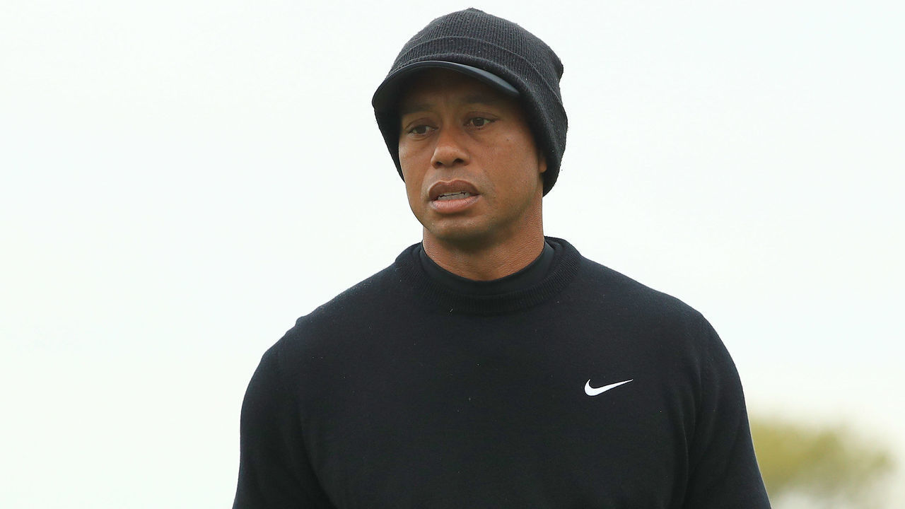 BETHPAGE, NEW YORK - MAY 14: Tiger Woods of the United States looks on during a practice round prior to the 2019 PGA Championship at the Bethpage Black course on May 14, 2019 in Bethpage, New York.
