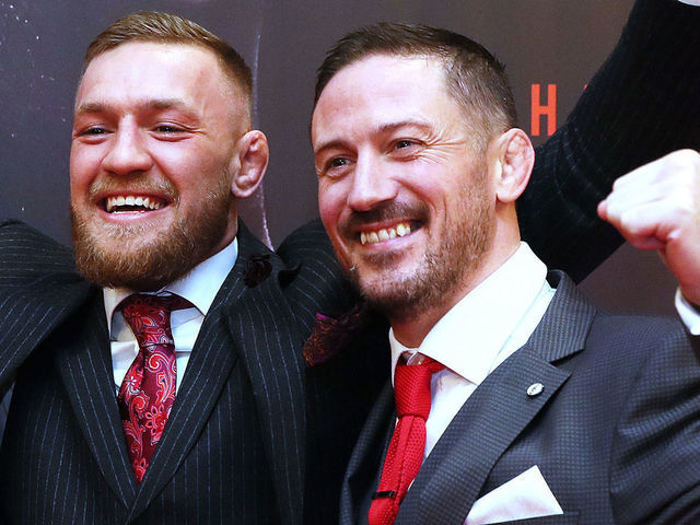 Conor McGregor with head coach John Kavanagh (right) MMA fighter Artem Lovov (left) and coach Owen Roddy on arrival at the Conor McGregor: Notorious premiere at the Savoy Cinema in Dublin.