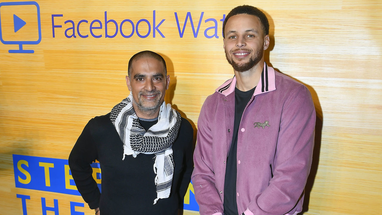 OAKLAND, CA - APRIL 01: (L-R) Author, Filmmaker & Entrepreneur, Gotham Chopra and NBA Player Stephen Curry of the Golden State Warriors attend the "Stephen Vs The Game" Facebook Watch Preview at 16th Street Station on April 1, 2019 in Oakland, California.