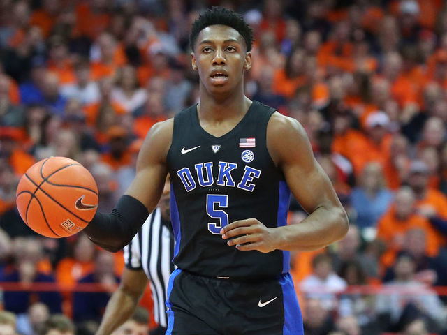 Getty Images - RJ Barrett #5 of the Duke Blue Devils dunks