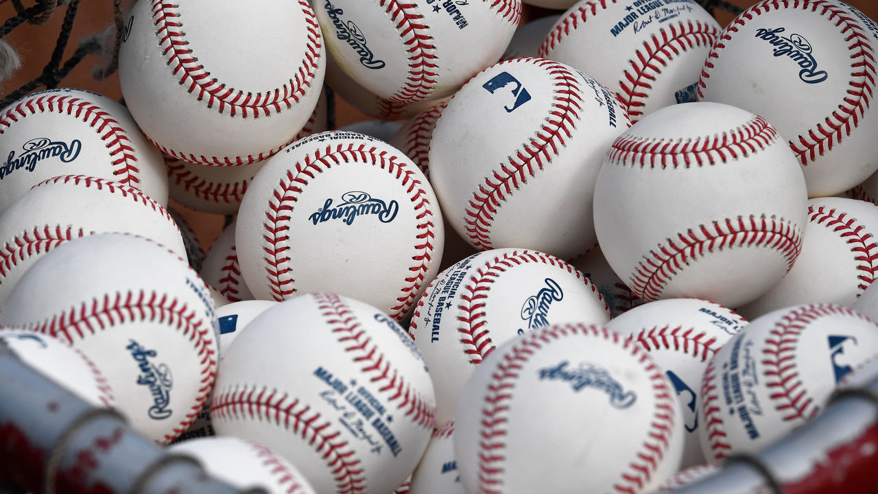 CINCINNATI, OH - MAY 14: A close up view of a basket of baseballs during batting practice before a game between the Cincinnati Reds and the Chicago Cubs at Great American Ball Park on May 14, 2019 in Cincinnati, Ohio. Chicago defeated Cincinnati 3-1. *** Local Caption ***