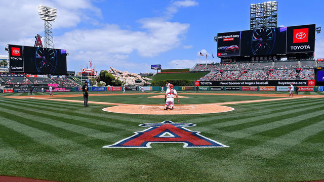 ANAHEIM, CA - APRIL 21: General view of Angel Stadium of Anaheim during the game between the Los Angeles Angels of Anaheim and the Seattle Mariners on April 21, 2019 in Anaheim, California.