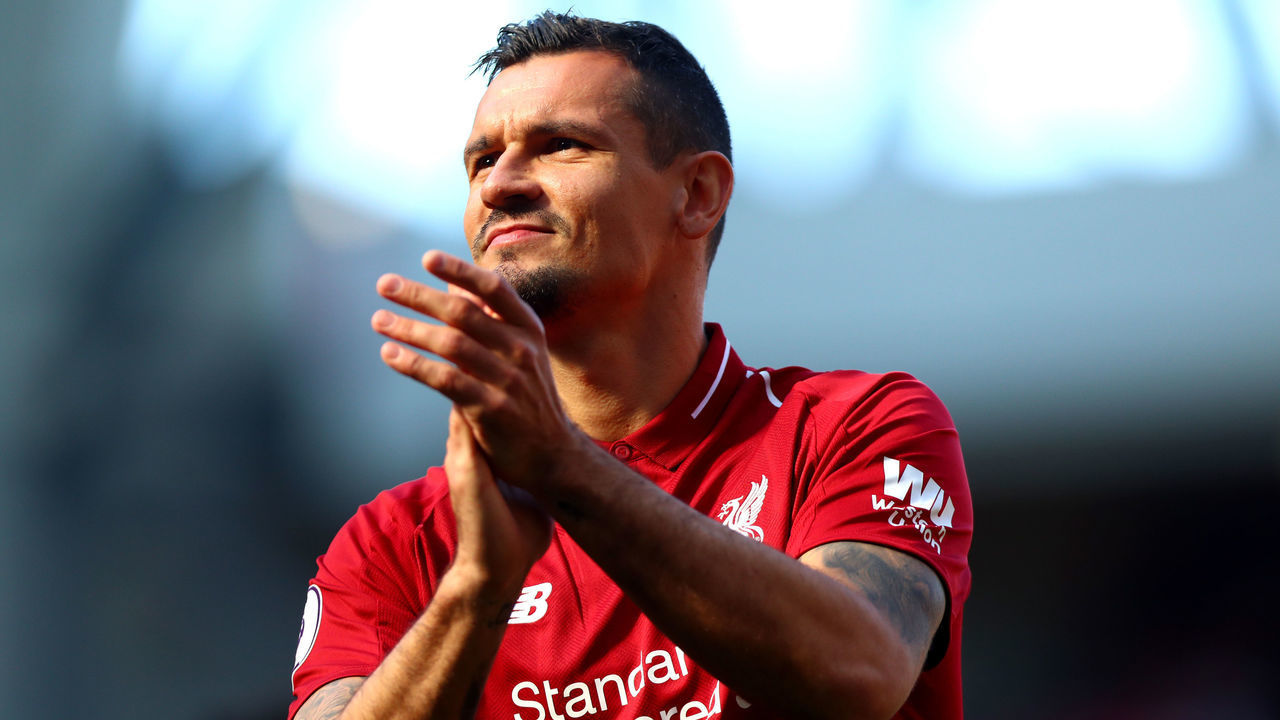 LIVERPOOL, ENGLAND - MAY 12: Dejan Lovren of Liverpool applauds the crowds after the Premier League match between Liverpool FC and Wolverhampton Wanderers at Anfield on May 12, 2019 in London, England.