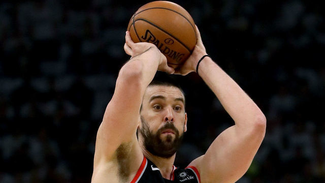 MILWAUKEE, WISCONSIN - MAY 15: Marc Gasol #33 of the Toronto Raptors handles the ball in the first quarter against the Milwaukee Bucks in Game One of the Eastern Conference Finals of the 2019 NBA Playoffs at the Fiserv Forum on May 15, 2019 in Milwaukee, Wisconsin.