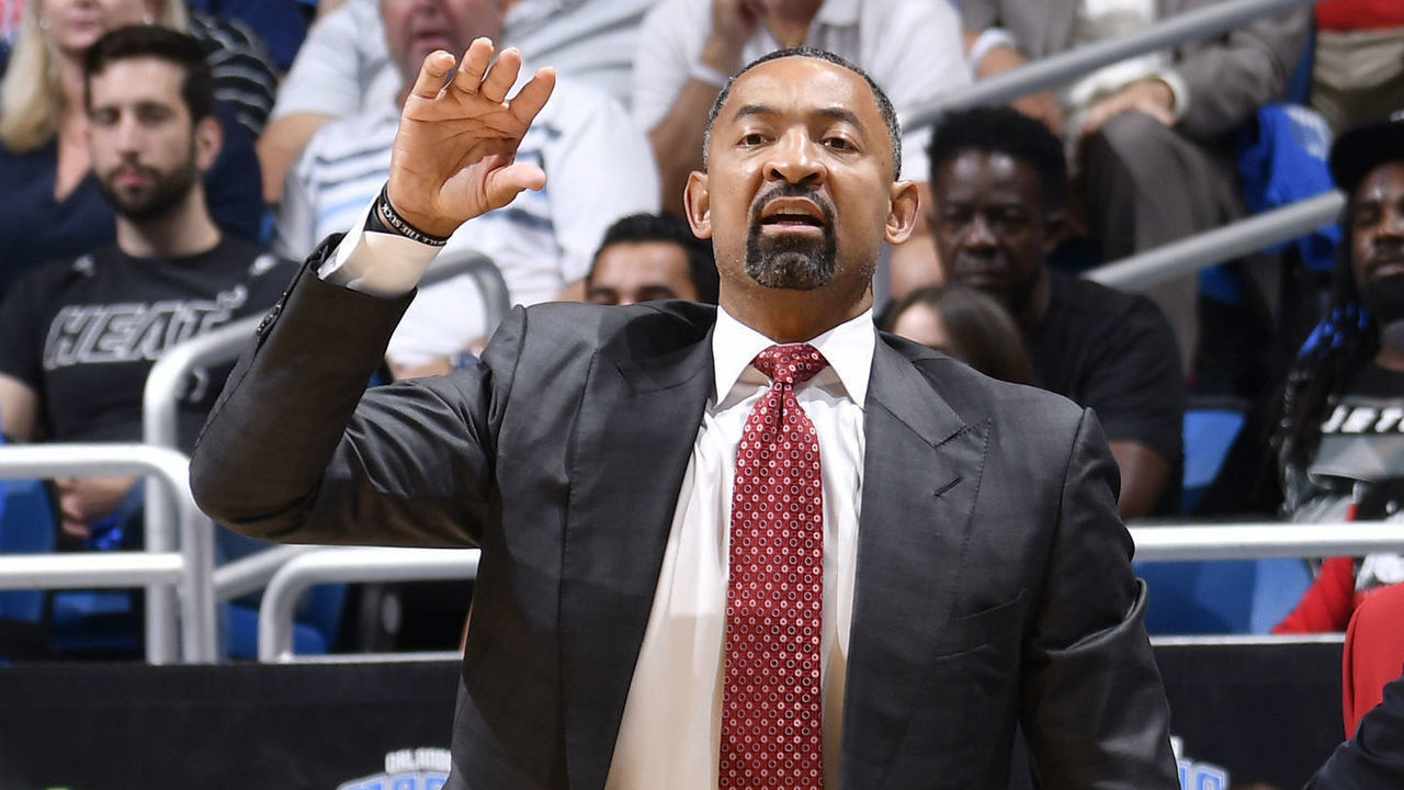 ORLANDO, FL - OCTOBER 17: Assistant Coach Juwan Howard looks on during the game against the Orlando Magic on October 17, 2018 at Amway Center in Orlando, Florida. NOTE TO USER: User expressly acknowledges and agrees that, by downloading and/or using this photograph, user is consenting to the terms and conditions of the Getty Images License Agreement. Mandatory Copyright Notice: Copyright 2018 NBAE