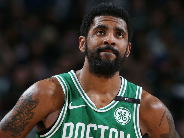 MILWAUKEE, WI - MAY 8: Kyrie Irving #11 of the Boston Celtics looks on during Game Five of the Eastern Conference Semifinals of the 2019 NBA Playoffs on May 8, 2019 at the Fiserv Forum in Milwaukee, Wisconsin. NOTE TO USER: User expressly acknowledges and agrees that, by downloading and/or using this photograph, user is consenting to the terms and conditions of the Getty Images License Agreement. Mandatory Copyright Notice: Copyright 2019 NBAE