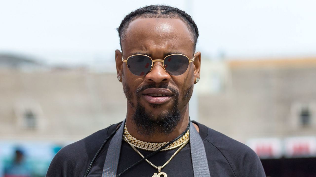 COLUMBUS, OH - APRIL 13: Former Ohio State Buckeye and New Orlean Saint Ted Ginn Jr. walks the sidelines during the Ohio State Life Sports Spring Game presented by Nationwide at Ohio Stadium in Columbus, Ohio on April 13th, 2019.