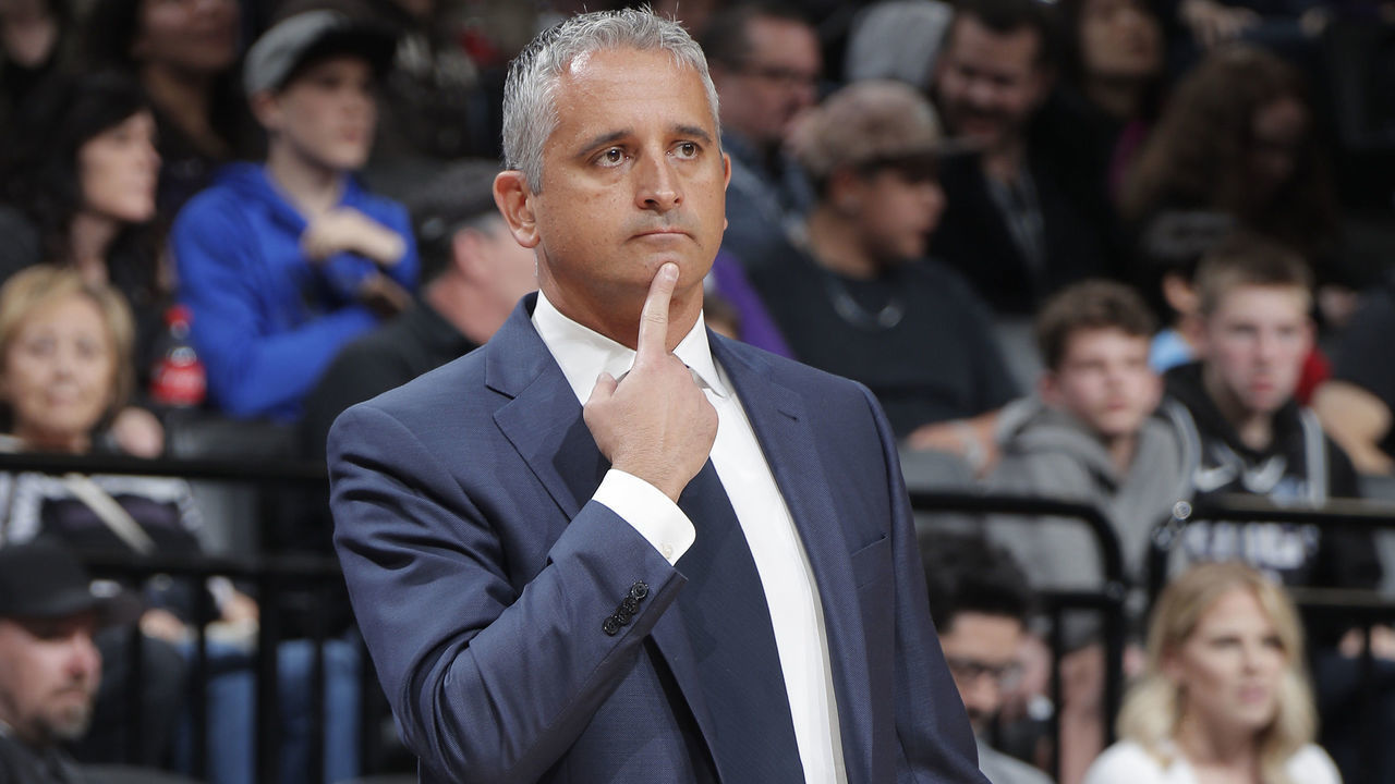 SACRAMENTO, CA - MARCH 23: Head coach Igor Kokoskov of the Phoenix Suns coaches against the Sacramento Kings on March 23, 2019 at Golden 1 Center in Sacramento, California. NOTE TO USER: User expressly acknowledges and agrees that, by downloading and or using this photograph, User is consenting to the terms and conditions of the Getty Images Agreement. Mandatory Copyright Notice: Copyright 2019 NBAE