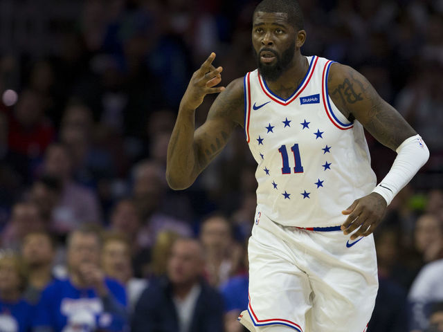 PHILADELPHIA, PA - MAY 05: James Ennis III #11 of the Philadelphia 76ers reacts against the Toronto Raptors in Game Four of the Eastern Conference Semifinals at the Wells Fargo Center on May 5, 2019 in Philadelphia, Pennsylvania. The Raptors defeated the 76ers 101-96.
