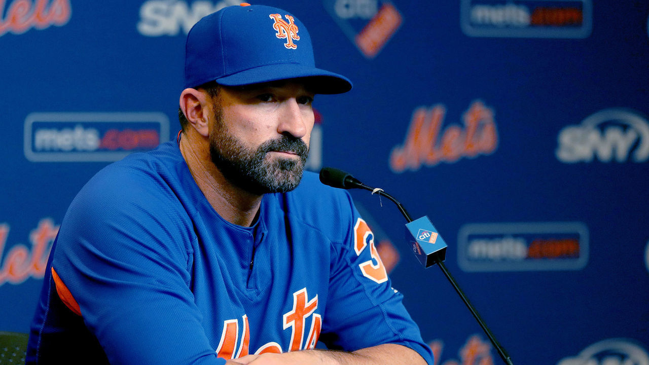 NEW YORK, NEW YORK - MAY 20: New York Mets manager Mickey Callaway #36 of the New York Mets answers questions during a press conference before the game between the New York Mets and the Washington Nationals at Citi Field on May 20, 2019 in the Flushing neighborhood of the Queens borough of New York City.
