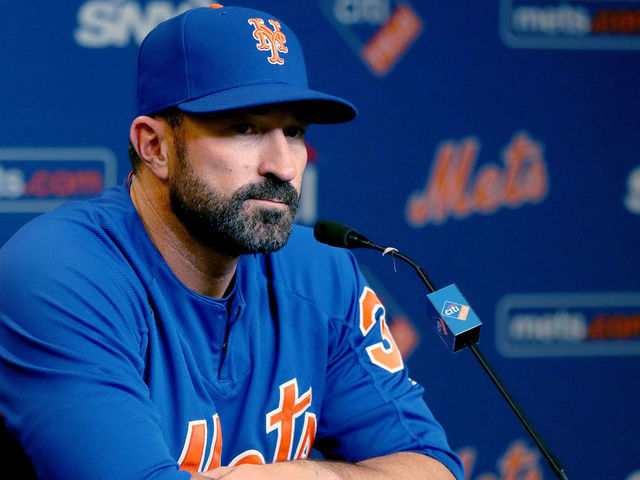 NEW YORK, NEW YORK - MAY 20: New York Mets manager Mickey Callaway #36 of the New York Mets answers questions during a press conference before the game between the New York Mets and the Washington Nationals at Citi Field on May 20, 2019 in the Flushing neighborhood of the Queens borough of New York City.