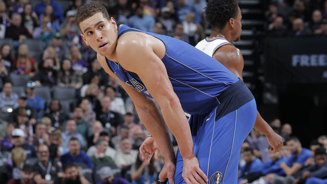 SACRAMENTO, CA - MARCH 21: Dwight Powell #7 of the Dallas Mavericks looks on during the game against the Sacramento Kings on March 21, 2019 at Golden 1 Center in Sacramento, California. NOTE TO USER: User expressly acknowledges and agrees that, by downloading and or using this photograph, User is consenting to the terms and conditions of the Getty Images Agreement. Mandatory Copyright Notice: Copyright 2019 NBAE